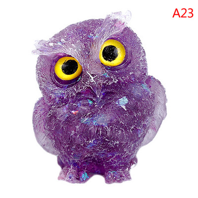 1Pcs Prirodni kristalni kamen Šljunak Sova Životinjski obrti Ručno izrađene male figurice DIY Dekor stola od smole Pokloni za uređenje doma
