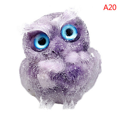 1Pcs Prirodni kristalni kamen Šljunak Sova Životinjski obrti Ručno izrađene male figurice DIY Dekor stola od smole Pokloni za uređenje doma