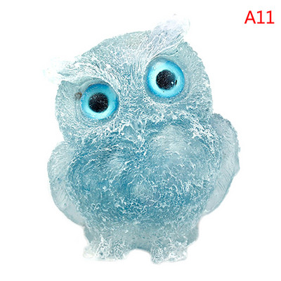 1Pcs Prirodni kristalni kamen Šljunak Sova Životinjski obrti Ručno izrađene male figurice DIY Dekor stola od smole Pokloni za uređenje doma