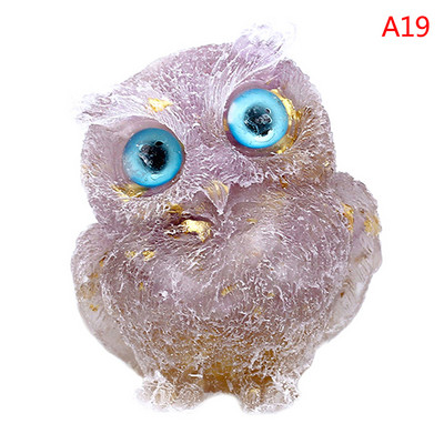 1Pcs Prirodni kristalni kamen Šljunak Sova Životinjski obrti Ručno izrađene male figurice DIY Dekor stola od smole Pokloni za uređenje doma