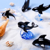 Mini jūros gyvūnų figūrėlės Rankų darbo stikliniai žudikų banginių papuošalai Mieli gyvi Orca Linksmos dovanos vaikams Namų akvariumo dekoravimo reikmenys