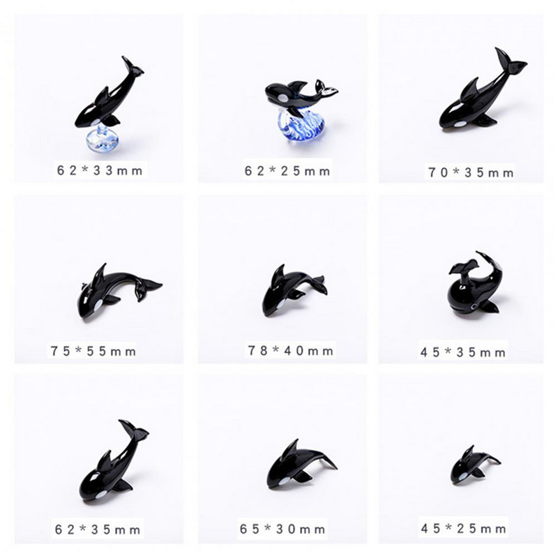 Mini jūros gyvūnų figūrėlės Rankų darbo stikliniai žudikų banginių papuošalai Mieli gyvi Orca Linksmos dovanos vaikams Namų akvariumo dekoravimo reikmenys