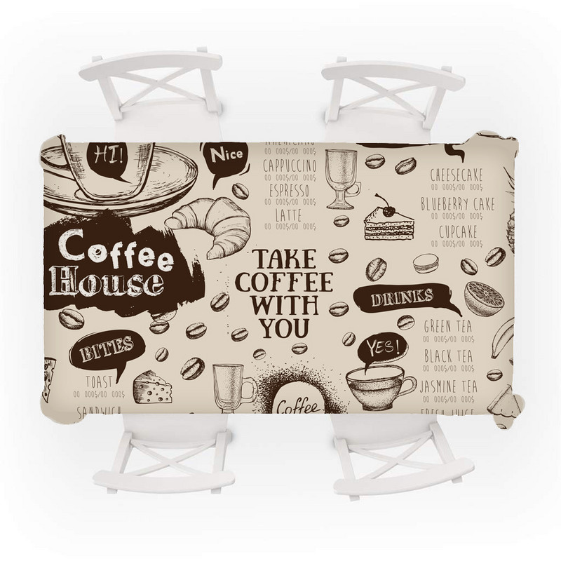 Kafijas raksts Modes galdauts Ūdensizturīgs pusdienu galds Kāzu ballīte Taisnstūrveida galdauts Svētku virtuves dekoru aksesuāri