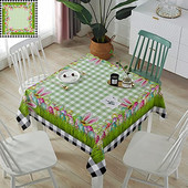 Húsvéti nyuszi fülek színes tojás tavaszzöld bivalykockás kockás vízálló terítő esküvői asztalterítő családi konyha dekoráció