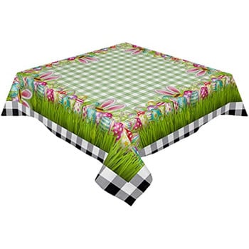 Easter Bunny Ears Πολύχρωμο Egg Spring Green Buffalo Plaid Check Αδιάβροχο τραπεζομάντιλο Κάλυμμα τραπεζιού γάμου Οικογενειακή διακόσμηση κουζίνας