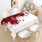 Sarkanās rozes galdauts kāzu dekorēšanai ballītes kafijas ballīšu galda noformējums Taisnstūra Valentīna galda pārklājums Nappe De Table