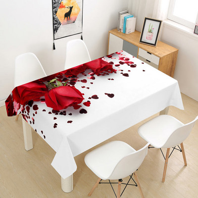 Punase roosiga laudlina pulmade kaunistamiseks peo-kohvilauakaunistus Ristkülikukujuline sõbrapäeva lauakate Nappe De Table