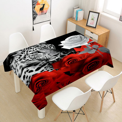 Sarkanās rozes galdauts kāzu dekorēšanai ballītes kafijas ballīšu galda noformējums Taisnstūra Valentīna galda pārklājums Nappe De Table