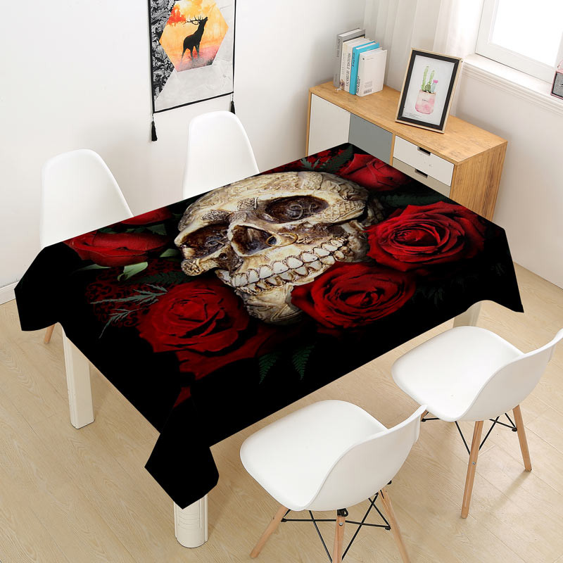 Sarkanās rozes galdauts kāzu dekorēšanai ballītes kafijas ballīšu galda noformējums Taisnstūra Valentīna galda pārklājums Nappe De Table