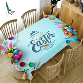 Lieldienu zaķa olu apdruka Galdauts Ūdensizturīgs galda pārklājs Svētku ballītes Kāzu dekors Ēdamgalda dekorēšanas piederumi