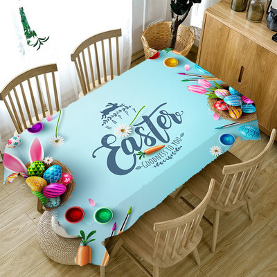 Lieldienu zaķa olu apdruka Galdauts Ūdensizturīgs galda pārklājs Svētku ballītes Kāzu dekors Ēdamgalda dekorēšanas piederumi