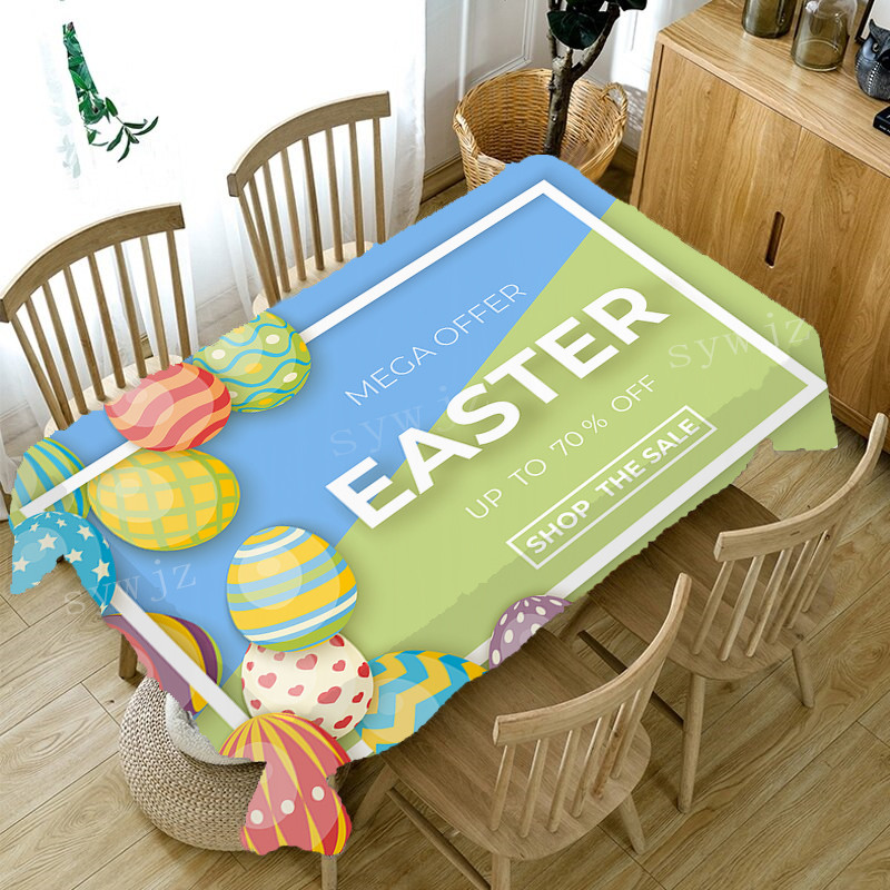 Lieldienu zaķa olu apdruka Galdauts Ūdensizturīgs galda pārklājs Svētku ballītes Kāzu dekors Ēdamgalda dekorēšanas piederumi