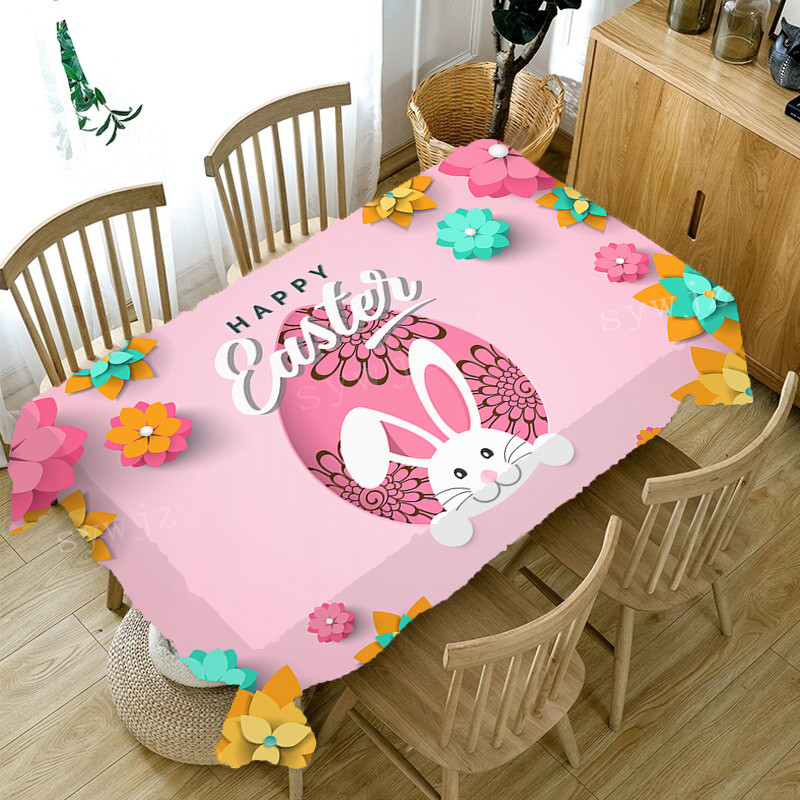 Lieldienu zaķa olu apdruka Galdauts Ūdensizturīgs galda pārklājs Svētku ballītes Kāzu dekors Ēdamgalda dekorēšanas piederumi