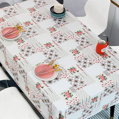 Vienkāršs margrietiņas galdauts Taisnstūrveida ūdensnecaurlaidīgs pusdienu galds Kāzu ballīte Taisnstūra galdauts Mājas virtuves dekoru aksesuāri