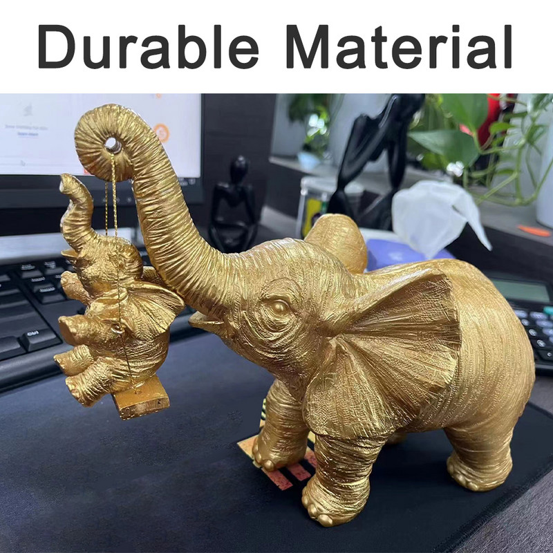 Veiksmes galds Ziloņa statuja figūriņa grāmatu plauktam Sveķu mājas dekors Dzīvojamās istabas Dzīvnieki Kolekcionējami Biroja Mamma Dāvanas Ornaments