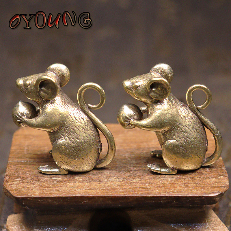 Varš Jauka Pele Persika Miniatūras Figūriņas Tēja Mājdzīvnieku Galds Rotājumi Amatniecība Misiņš Dzīvnieks Žurka Statuja Mājas Dekorācijas Aksesuāri