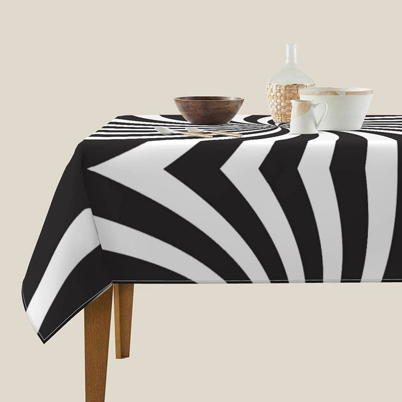 Melnbaltās svītras Ūdensizturīgs galdauts Galda dekors Aksesuāri Taisnstūrveida ēdamistabas kāzu galda pārsegs Mantel Necaurlaidīgs