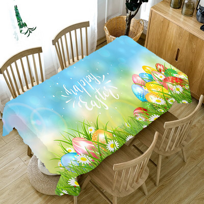 Καλό Πασχαλινό Τραπεζομάντηλο Egg Bunny Print Τραπεζομάντηλο πάρτι Τραπέζι γιορτινή διακόσμηση Αξεσουάρ τραπεζιού ορθογώνιο χαλάκι