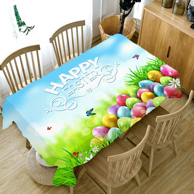 Καλό Πασχαλινό Τραπεζομάντηλο Egg Bunny Print Τραπεζομάντηλο πάρτι Τραπέζι γιορτινή διακόσμηση Αξεσουάρ τραπεζιού ορθογώνιο χαλάκι