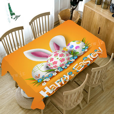 Καλό Πασχαλινό Τραπεζομάντηλο Egg Bunny Print Τραπεζομάντηλο πάρτι Τραπέζι γιορτινή διακόσμηση Αξεσουάρ τραπεζιού ορθογώνιο χαλάκι