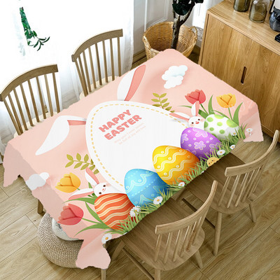 Καλό Πασχαλινό Τραπεζομάντηλο Egg Bunny Print Τραπεζομάντηλο πάρτι Τραπέζι γιορτινή διακόσμηση Αξεσουάρ τραπεζιού ορθογώνιο χαλάκι