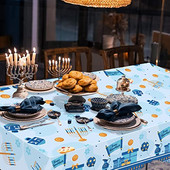 Hanuka dekoracija Stolnjak protiv mrlja Menora Davidova zvijezda Židovski festival Blagdanski dekor Dekoracija blagovaonice za kućnu zabavu