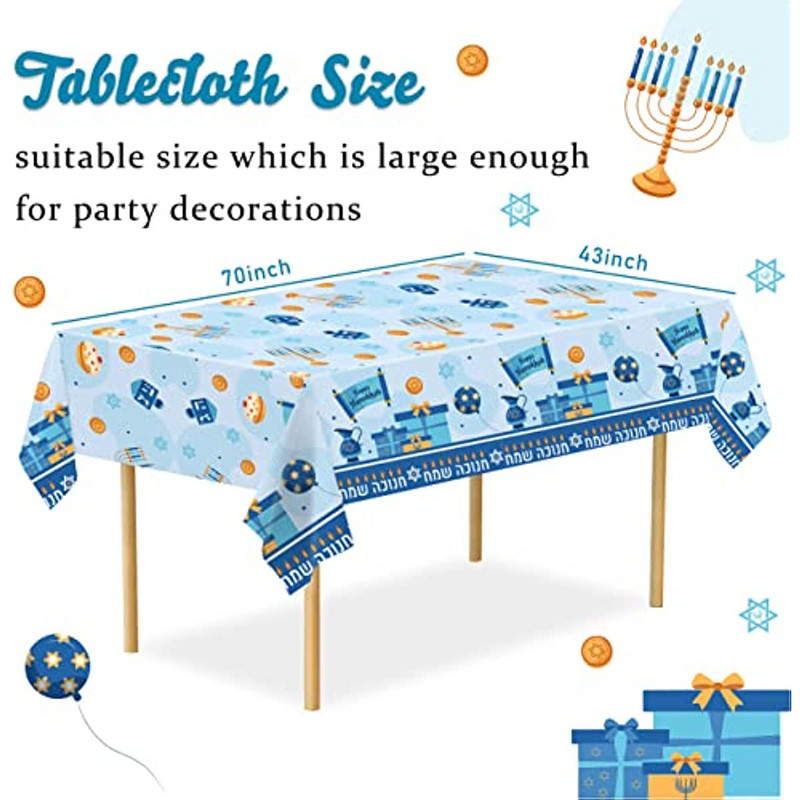 Hanuka dekoracija Stolnjak protiv mrlja Menora Davidova zvijezda Židovski festival Blagdanski dekor Dekoracija blagovaonice za kućnu zabavu