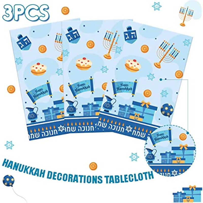 Hanuka dekoracija Stolnjak protiv mrlja Menora Davidova zvijezda Židovski festival Blagdanski dekor Dekoracija blagovaonice za kućnu zabavu