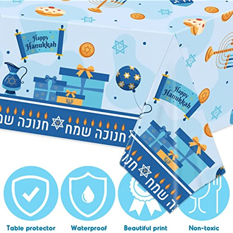 Hanuka dekoracija Stolnjak protiv mrlja Menora Davidova zvijezda Židovski festival Blagdanski dekor Dekoracija blagovaonice za kućnu zabavu