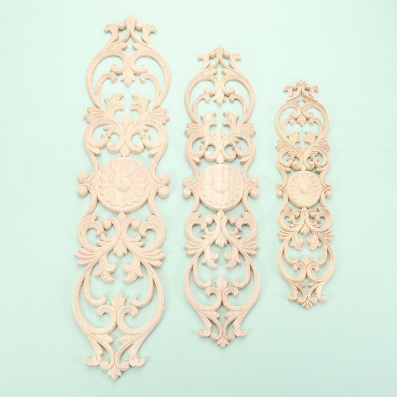 Lemn stejar flori Onlay Decal Colț Applique pentru mobilier de casă Decor Decorativ Lemn sculptat Aplic lung Decorare vintage