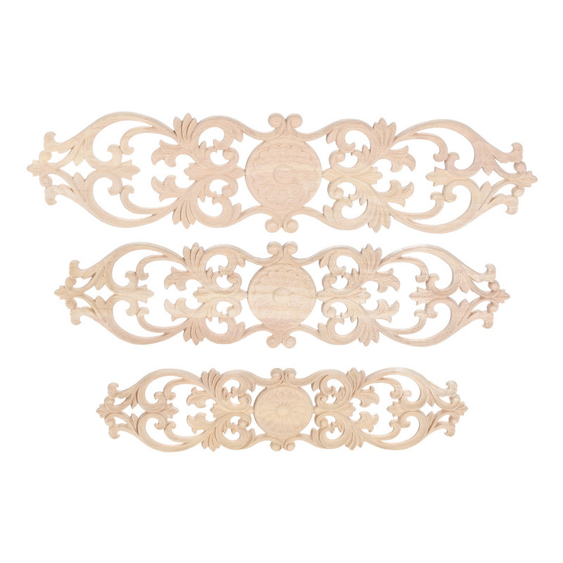 Lemn stejar flori Onlay Decal Colț Applique pentru mobilier de casă Decor Decorativ Lemn sculptat Aplic lung Decorare vintage