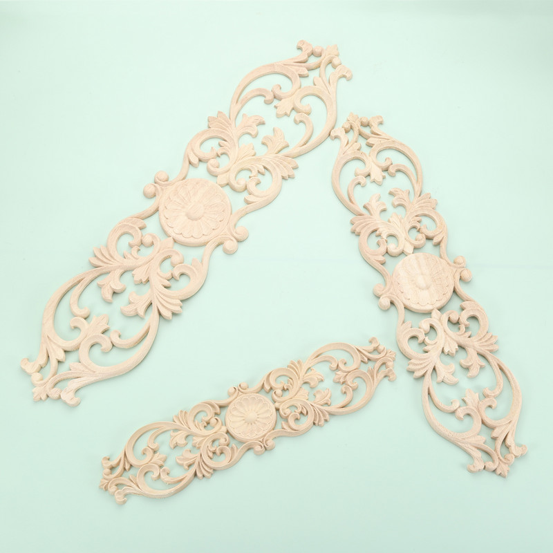 Lemn stejar flori Onlay Decal Colț Applique pentru mobilier de casă Decor Decorativ Lemn sculptat Aplic lung Decorare vintage
