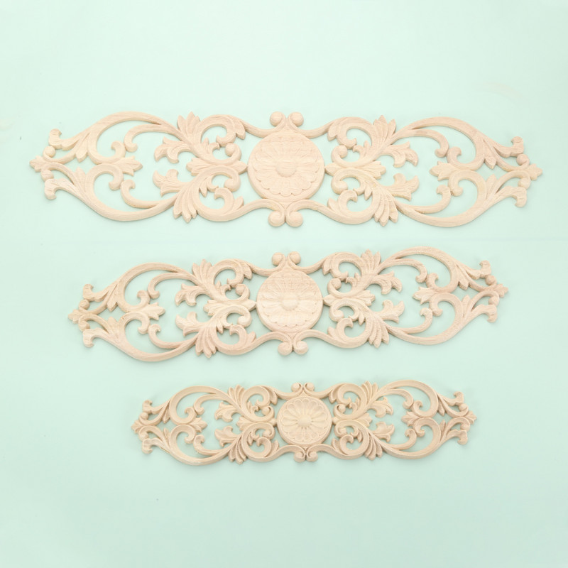 Lemn stejar flori Onlay Decal Colț Applique pentru mobilier de casă Decor Decorativ Lemn sculptat Aplic lung Decorare vintage
