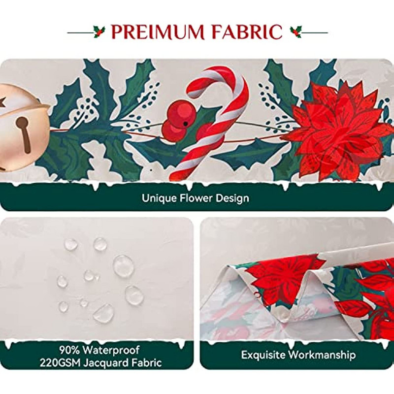 Karácsonyi téglalap alakú jacquard terítő piros virág esküvői dekorációval Szilveszteri buli étkező dekoráció Mosható terítő