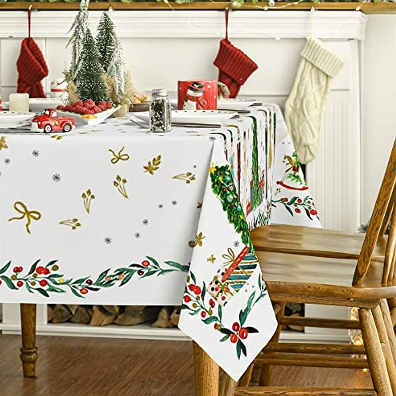 Ziemassvētku taisnstūra galdauts mājas dekorēšana Riekstkodis Ziemas ziemas galdauts svētku galda pārklājs ballīšu vakariņu dekorēšanai