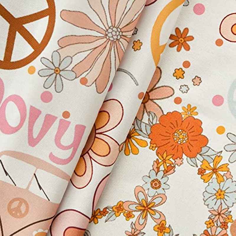 Modes Retro Boho ūdensizturīgs galdauts 70. gadu tematiskā taisnstūra mazgājams galda pārklājs kāzu dekorēšanai karnevāla ballīšu vakariņu dekorēšanai