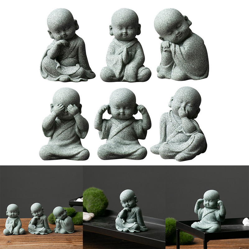 Väikesed mungakujukesed Buddha vaigust Käsitöö Kirjutuslaud Miniatuurid Kujud Kaunistused Munk Koduaed Bonsai Haljastuskaunistus