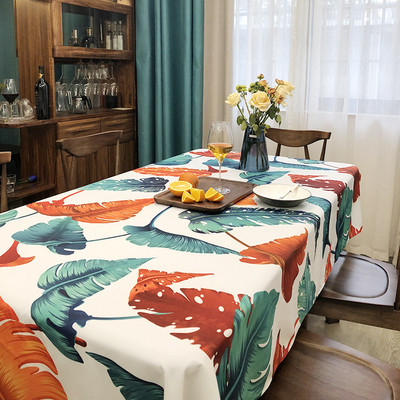 Trópusi pálma banánlevél mintás nyomtatási terítő divat tartós esküvői asztalterítő ünnepi parti konyhai dekorációs kiegészítők