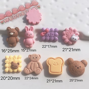 10 τμχ Cute Bear Rabbit Biscuit Flat back Resin Cabochons Hair Bow Center DIY Διακοσμήσεις για Scrapbooking Διακόσμηση τηλεφώνου