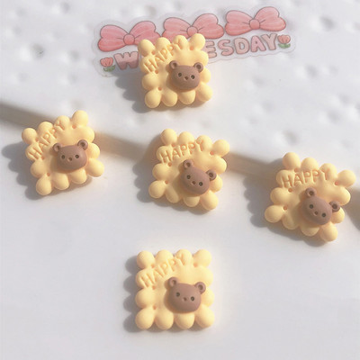 10 bucăți drăguț urs iepure biscuiți cu spatele plat Caboșoane din rășină centru de arc de păr ornamente DIY pentru album de albume decor telefon