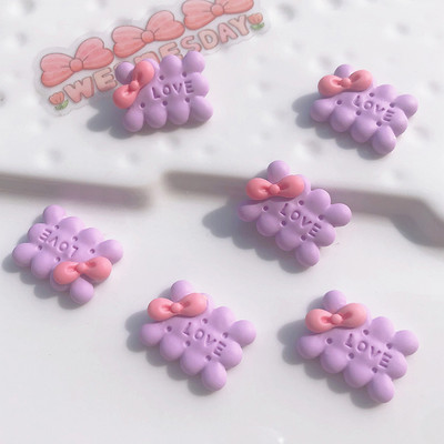 10 bucăți drăguț urs iepure biscuiți cu spatele plat Caboșoane din rășină centru de arc de păr ornamente DIY pentru album de albume decor telefon