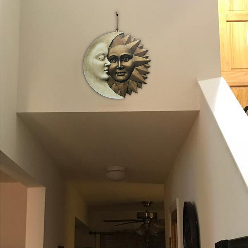 Dizains Debesu Saule un Mēness Sienas skulptūra Astronomijas ikonas Ikonas Apdare Retro mākslas darbi Dzīvojamās istabas mājas dekors 2022 Jaunums
