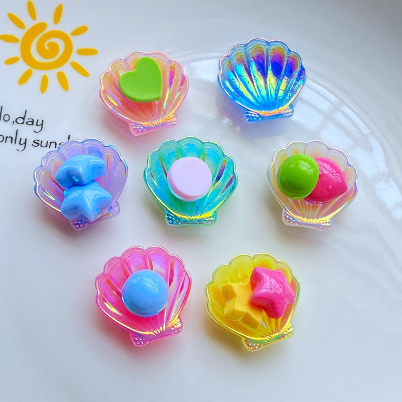 10Gb Jauna Kawaii Cute karikatūra Shiny Shells Series Flat Back Resin Cabochons Scrapbooking DIY Juvelierizstrādājumi Amatniecības apdares aksesuāri
