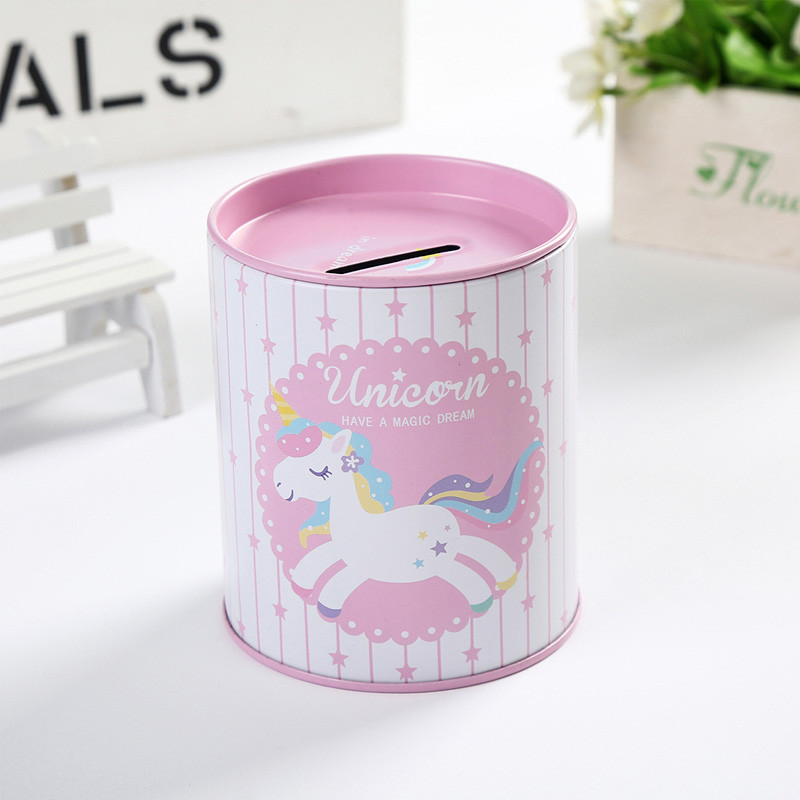 Vienaragis skardinis animacinių filmų taupymo bakas atidaromas dvigubos paskirties pinigų laikymo bakas cilindras monetų laikymo bakas namų interjero dekoras