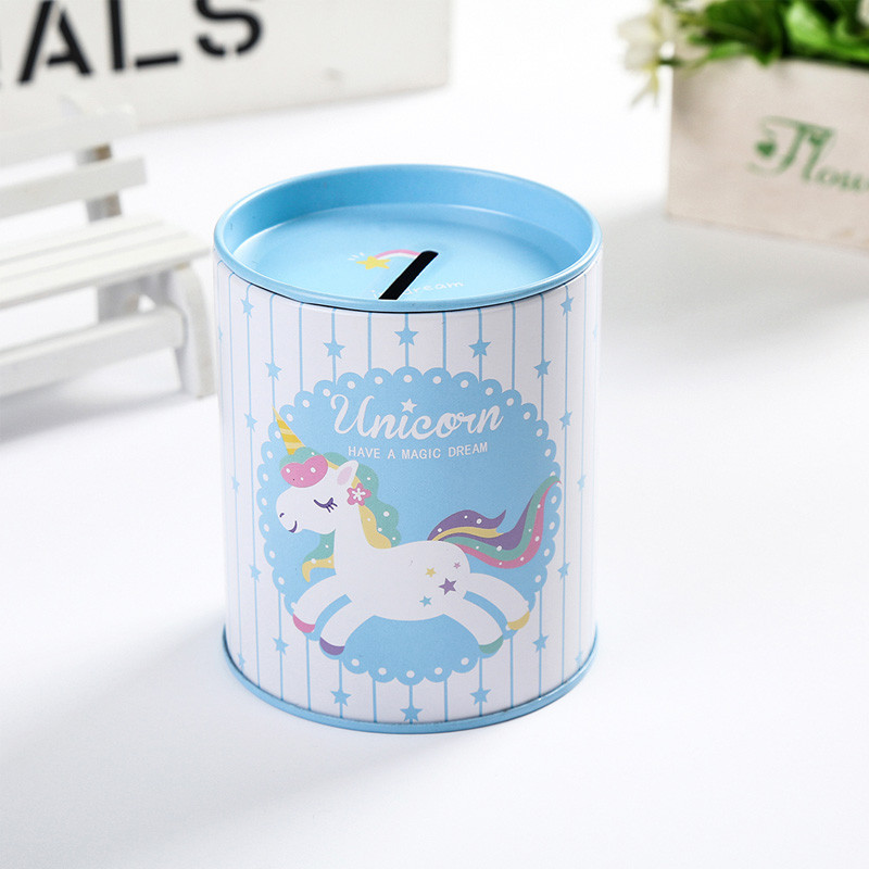 Vienaragis skardinis animacinių filmų taupymo bakas atidaromas dvigubos paskirties pinigų laikymo bakas cilindras monetų laikymo bakas namų interjero dekoras