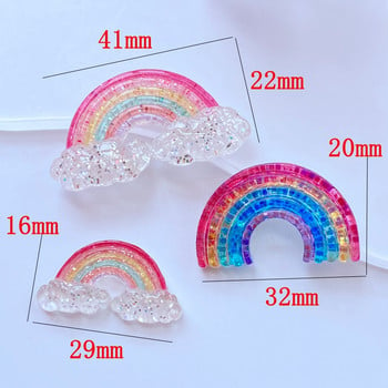 10 τμχ Νέα Mixed Cartoon Mini Shining Rainbow Flat Back Resin Cabochons Scrapbooking DIY Αξεσουάρ διακόσμησης κοσμημάτων χειροτεχνίας