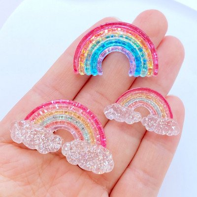 10db Új vegyes rajzfilm mini csillogó szivárvány lapos hátú gyanta kabochonok scrapbooking barkácsolás ékszerek kézműves dekorációs kiegészítők