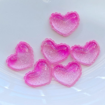 10 gab. Jauni, jauki, sveķu spīdīgi trīskrāsu sirds, plakana mugura, kabošons albums Kawaii, DIY, rotājumi, aksesuāri