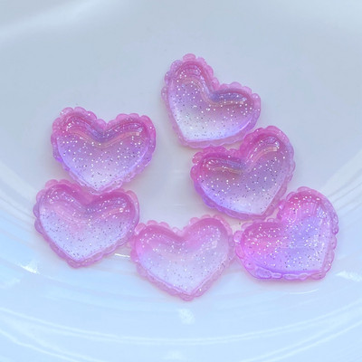 10 gab. Jauni, jauki, sveķu spīdīgi trīskrāsu sirds, plakana mugura, kabošons albums Kawaii, DIY, rotājumi, aksesuāri