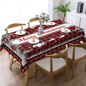 Ziemassvētku rotājumi 2023. gada sarkans rūtains ūdensizturīgs galdauts kāzu dekors Vecgada vakara ballītes pusdienu dekors Taisnstūra galdauts